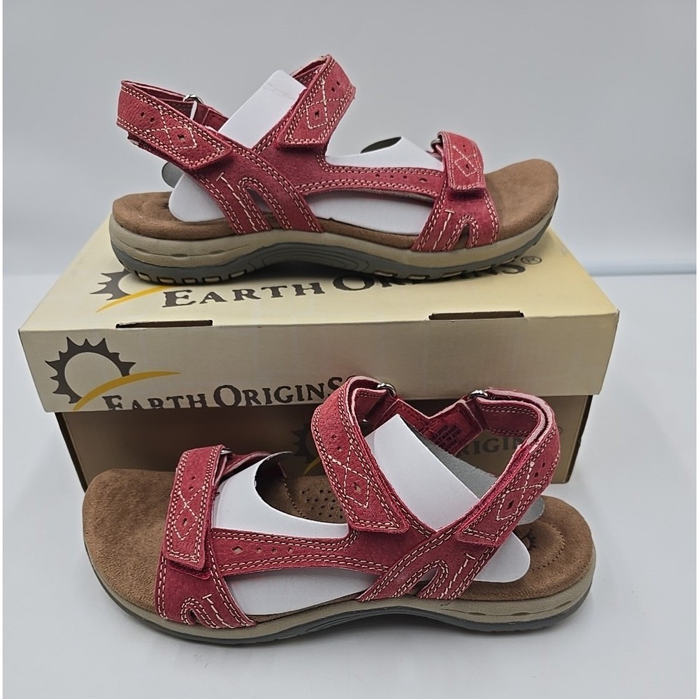 Earth Origins Boulder Red Pig Suede Sport Sandals Womens 7W 7203162WWSDE